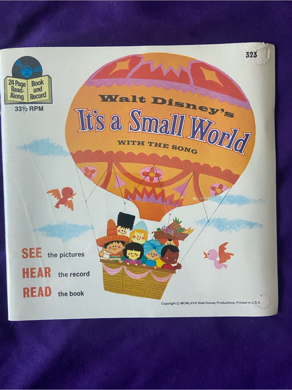 Walt Disney's It's a Small World Vintage Read-Along Record-unopened 1968